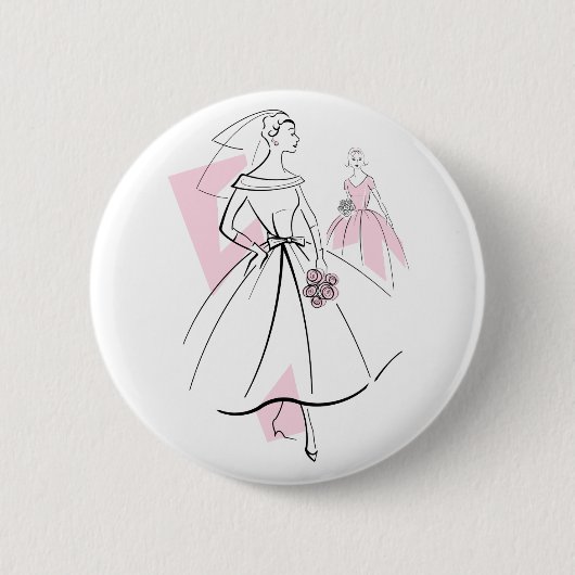Knop mode Bride roze groep Ronde Button 5,7 Cm (Voorkant)