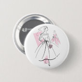 Knop mode Bride roze groep Ronde Button 5,7 Cm (Voorkant /achterkant)
