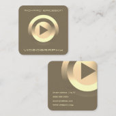 Knop modern futuristisch afspelen vierkante visitekaartje (Voorkant / Achterkant)