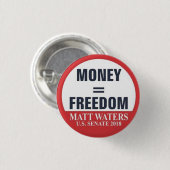 Knop Money=Freedom Ronde Button 3,2 Cm (Voorkant /achterkant)