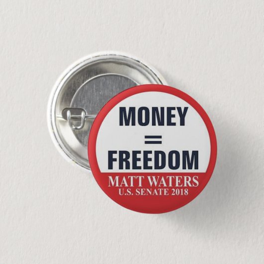 Knop Money=Freedom Ronde Button 3,2 Cm (Voorkant /achterkant)