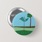 Knop, Mooie vogel en boom Ronde Button 5,7 Cm (Voorkant /achterkant)