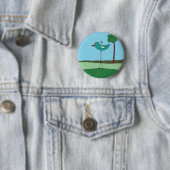 Knop, Mooie vogel en boom Ronde Button 5,7 Cm (In situ)
