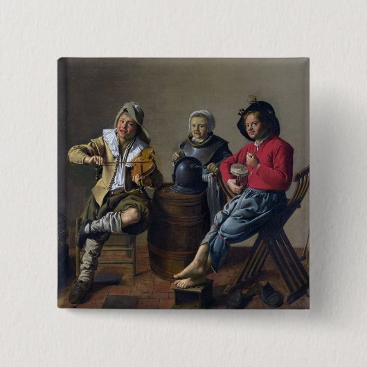 Knop "Muziek maken" van Molenaer Vierkante Button 5,1 Cm (Voorkant)