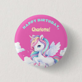 Knop naar een magisch verjaardagsfeest. ronde button 3,2 cm