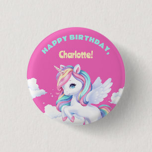 Knop naar een magisch verjaardagsfeest. ronde button 3,2 cm
