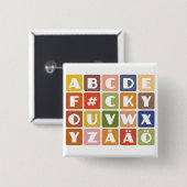 Knop Naughty Alphabets Vierkante Button 5,1 Cm (Voorkant /achterkant)