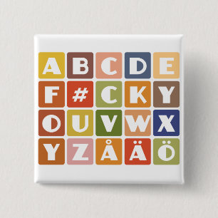 Knop Naughty Alphabets Vierkante Button 5,1 Cm