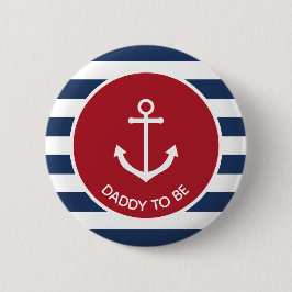 Knop Nautical anchor baby shower - pappa om te wor Ronde Button 5,7 Cm