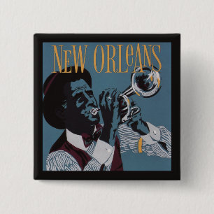 Knop Nieuwe Orleans Muziek Vierkante Button 5,1 Cm
