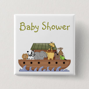 Knop Noahs Ark baby shower Vierkante Button 5,1 Cm
