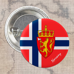 Knop Noorwegen, patriottische Noorse vlag mode Ronde Button 3,2 Cm
