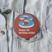 Knop Nummer derde verjaardag Running Ronde Button 4,0 Cm (In situ)