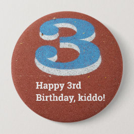 Knop Nummer derde verjaardag Running Ronde Button 4,0 Cm