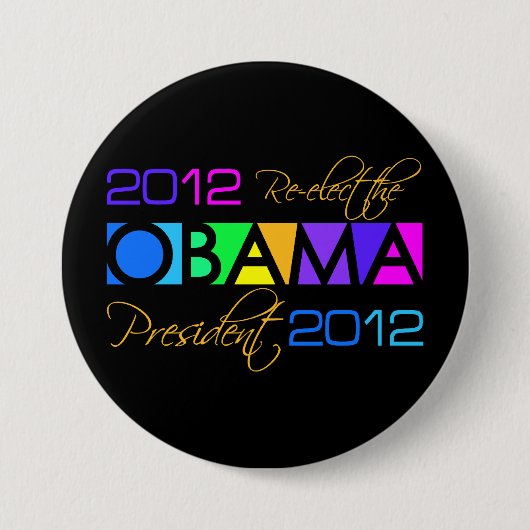 Knop OBAMA 2012 Ronde Button 7,6 Cm (Voorkant)