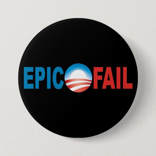 Knop Obama Epic Fail Ronde Button 7,6 Cm (Voorkant)