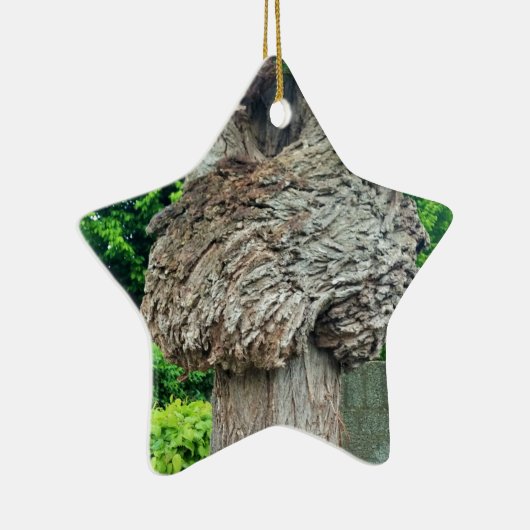 Knop op boomstam, Knar, Natuur groen Keramisch Ornament (Rechts)