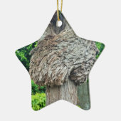 Knop op boomstam, Knar, Natuur groen Keramisch Ornament (Links)