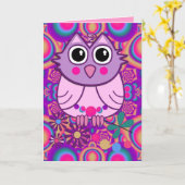 Knop Owl Birthday-kaart met tekst Kaart (Gele Bloem)