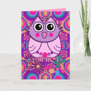 Knop Owl Birthday-kaart met tekst Kaart