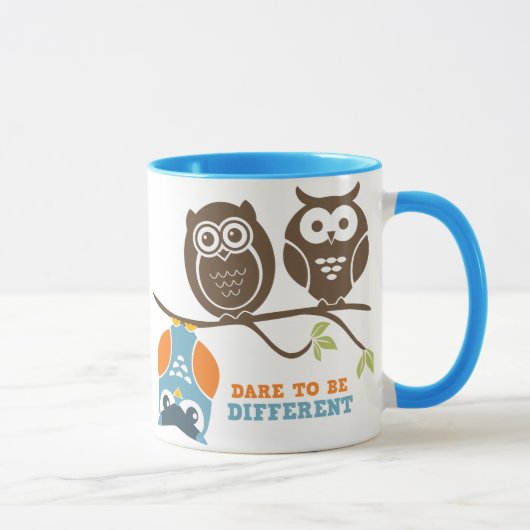 Knop Owl Cartoon Dare om verschillende Mok te zijn (Rechts)