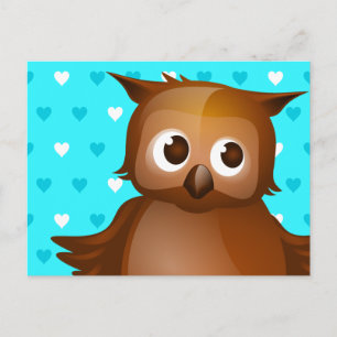 Knop Owl op blauwe achtergrond van het Patroon van Briefkaart