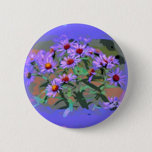 knop paarse asters ronde button 5,7 cm (Voorkant)