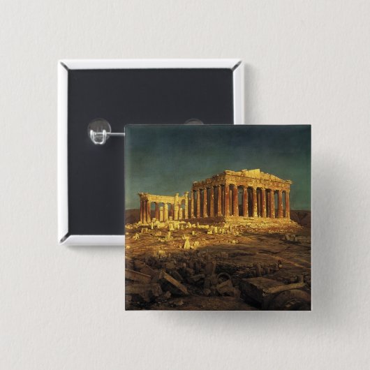 Knop "Parthenon" van de kerk Vierkante Button 5,1 Cm (Voorkant /achterkant)