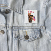 Knop Patriotic dachshund Verenigde Staten Vierkante Button 5,1 Cm (In situ)