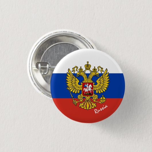 Knop Patriottisch Rusland, Embleem, Russische vlag Ronde Button 3,2 Cm (Voorkant /achterkant)