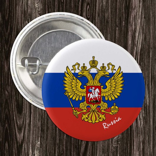Knop Patriottisch Rusland, Embleem, Russische vlag Ronde Button 3,2 Cm