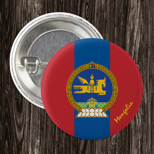 Knop Patriottische Mongolië, Mongoolse vlag Ronde Button 3,2 Cm
