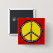 knop Peace Heart Square Vierkante Button 5,1 Cm (Voorkant /achterkant)