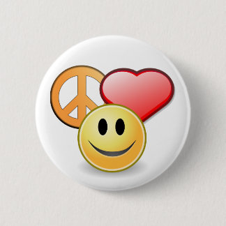 knop Peace Love and Happiness Ronde Button 5,7 Cm