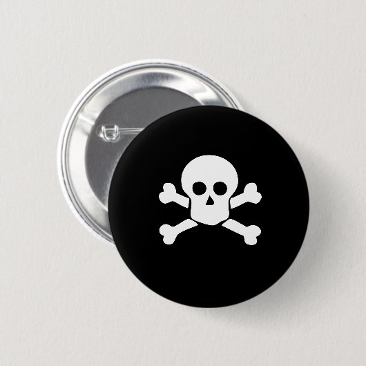 Knop Pirate Skull en Cross botten Ronde Button 5,7 Cm (Voorkant /achterkant)