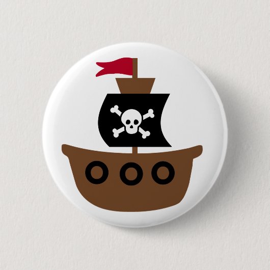 Knop Piratenschip Ronde Button 5,7 Cm (Voorkant)