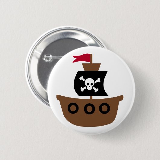 Knop Piratenschip Ronde Button 5,7 Cm (Voorkant /achterkant)