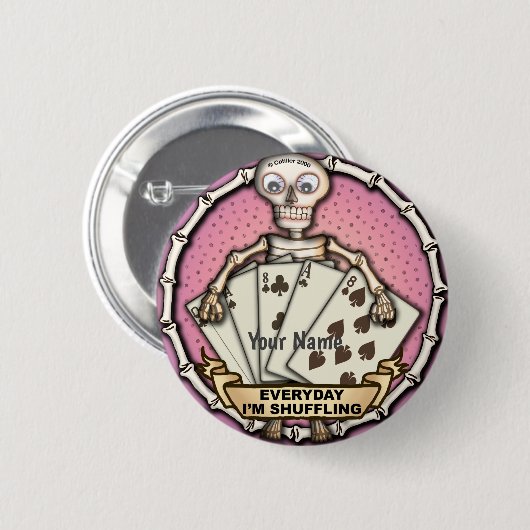 Knop Poker Skeleton Gambler Ronde Button 5,7 Cm (Voorkant /achterkant)