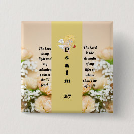 Knop Psalm 27:1 Vierkante Button 5,1 Cm