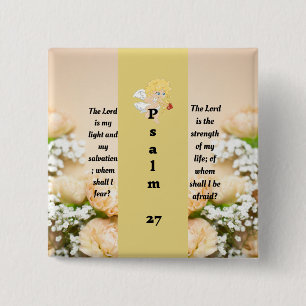 Knop Psalm 27:1 Vierkante Button 5,1 Cm