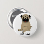 Knop Pug Love Ronde Button 5,7 Cm (Voorkant /achterkant)