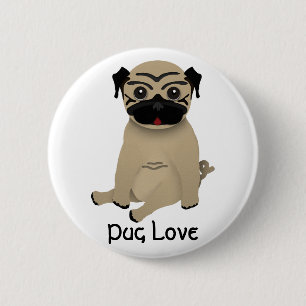 Knop Pug Love Ronde Button 5,7 Cm