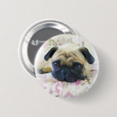 Knop Pug Ronde Button 5,7 Cm (Voorkant /achterkant)