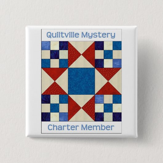 Knop Quiltville Mystery Square Vierkante Button 5,1 Cm (Voorkant)