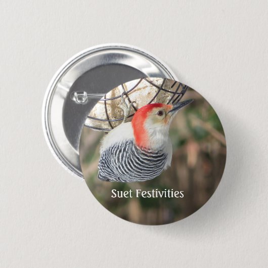 Knop Red-bellied Woodpecker Ronde Button 5,7 Cm (Voorkant /achterkant)