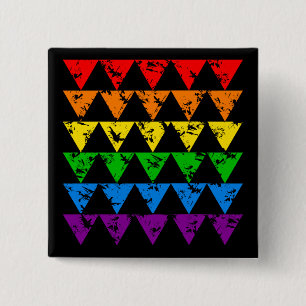 Knop Regenboogdriehoeken Vierkante Button 5,1 Cm
