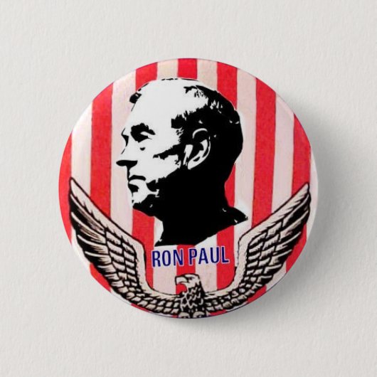 Knop Ron Paul Eagle & Stripes Ronde Button 5,7 Cm (Voorkant)
