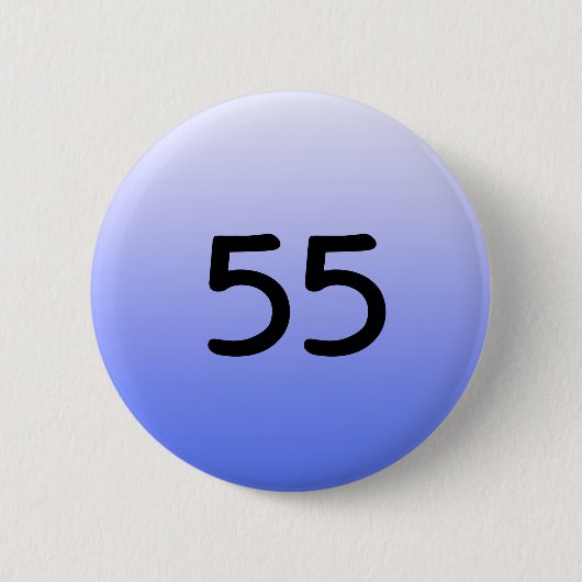 knop rond blauw getal 55 ronde button 5,7 cm (Voorkant)