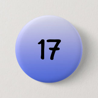 knop rond blauw getal zeventien ronde button 5,7 cm