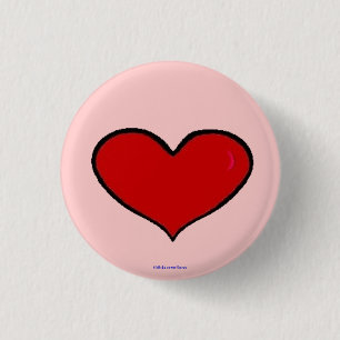 knop - rood hart ronde button 3,2 cm